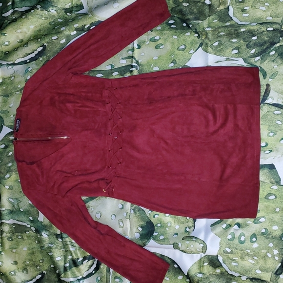 Fashion Nova Dresses & Skirts - Fashion Nova Burgundy seude dress